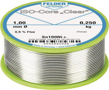 Lötdraht ISO-Core® Clear 1mm 100g Sn100Ni+ FELDER – Bleifrei, Schmelzpunkt 227°C