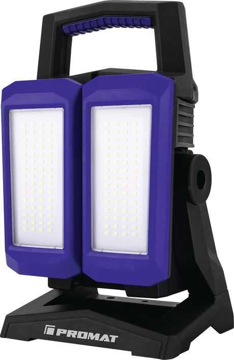 PROMAT LED-Strahler 50 W, 800-4500 lm, Li-Ion 5200 mAh, IP54, 48 SMD LEDs