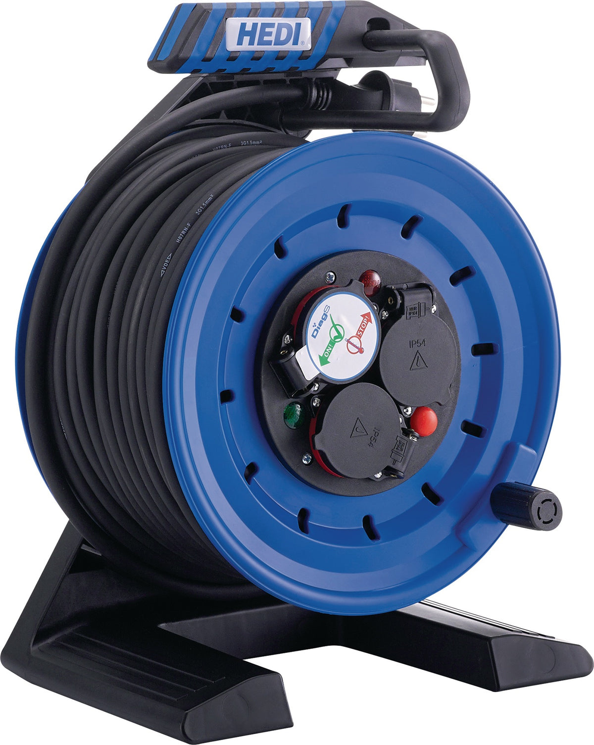 HEDI Kabeltrommel Gen 7 Companion 25m H07RN-F 3x1,5mm² 250mm 3 Schutzkontaktsteckdosen