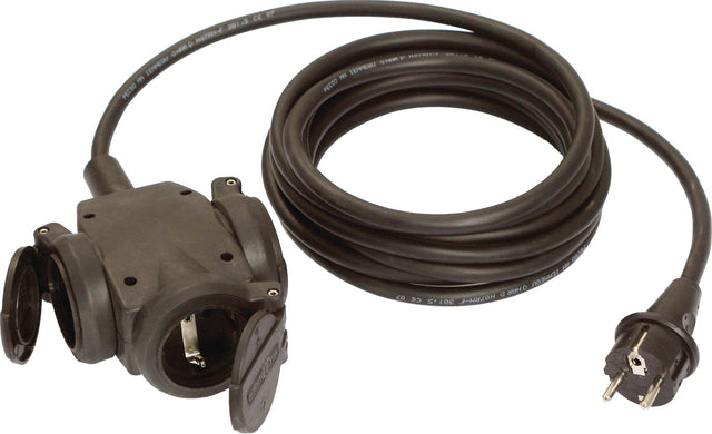 Schutzkontaktverlängerung 16 A 230 V 3x1,5 mm² 3 m H07RN-F von WEINGÄRTNER – IP44, 3-fach Kupplung
