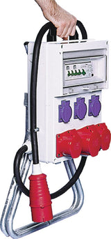 JÄGER DIREKT Kunststoffstandstromverteiler CEE-16 A, 5-polig, 2xCEE 16 A, 4x230V, IP54, abschließbar