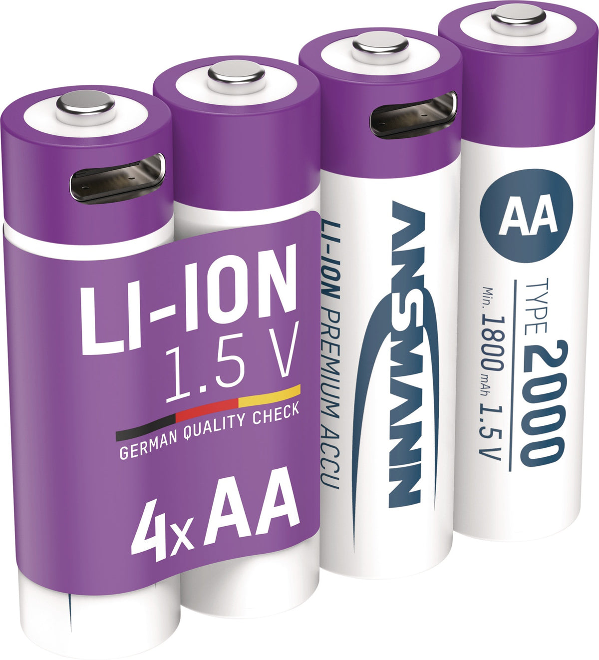 ANSMANN Akkuzelle 1,5 V 400 mAh Micro AAA Li-Ion mit USB-C Ladeport
