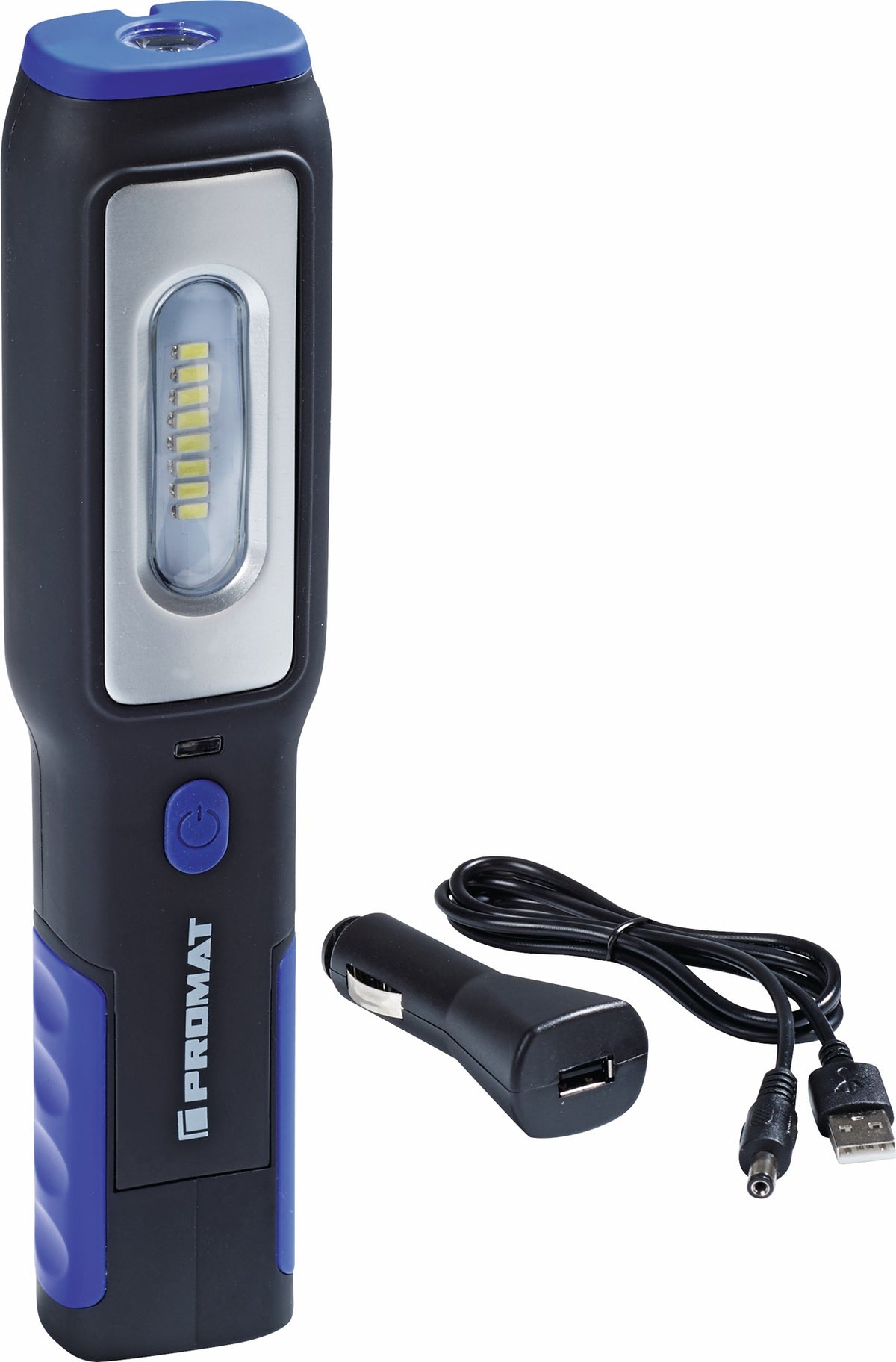 PROMAT LED-Akkuhandleuchte 3,7 V 1200 mAh – 60-250 lm, Magnet & 5 Positionen