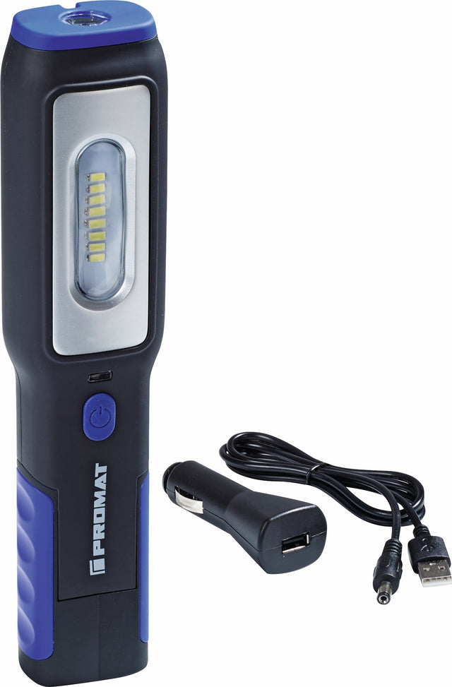 PROMAT LED-Akkuhandleuchte 3,7 V 1200 mAh – 60-250 lm, Magnet & 5 Positionen