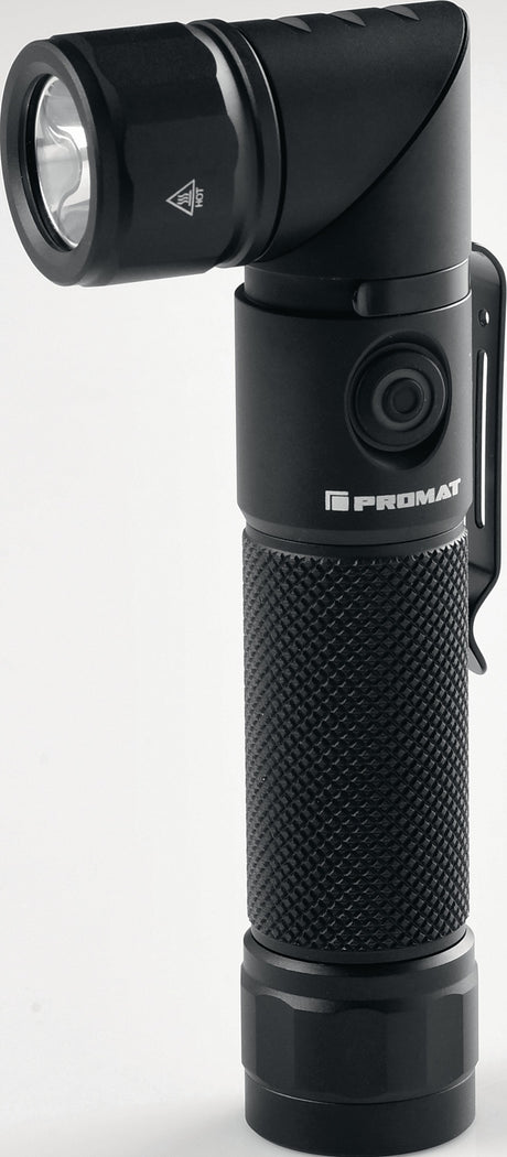 PROMAT LED-Taschenlampe 100-1000 lm Li-ion 180 m blau/schwarz – wiederaufladbar, 90° drehbarer Kopf, Magnetfuß