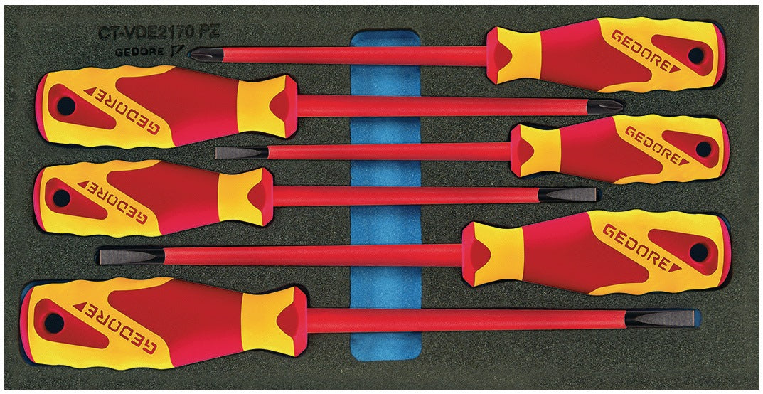 GEDORE Werkzeugmodul 1500 CT1-VDE 2170 PZ – 6-teiliges 1/3-Modul mit VDE-Schraubendrehern