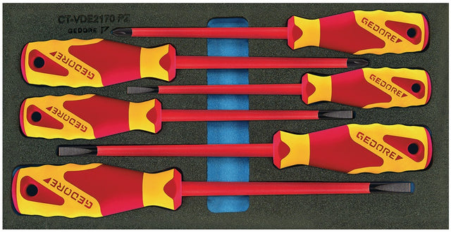 GEDORE Werkzeugmodul 1500 CT1-VDE 2170 PZ – 6-teiliges 1/3-Modul mit VDE-Schraubendrehern