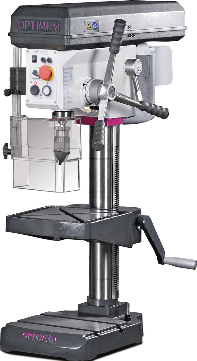 OPTI-DRILL Tischbohrmaschine B 24 H – 24 mm Bohrleistung, MK2, 350–4000 min-¹, mit Not-Halt-Schalter