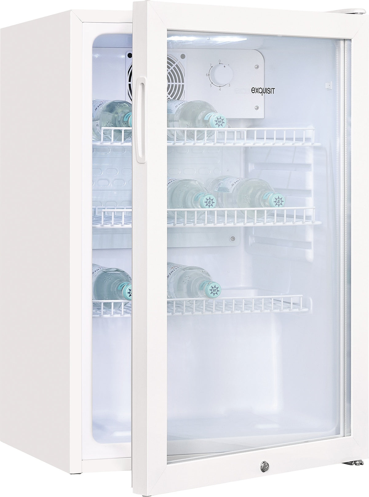 EXQUISIT Glastürkühlschrank 118 l – Standgerät mit LED-Beleuchtung, weiß