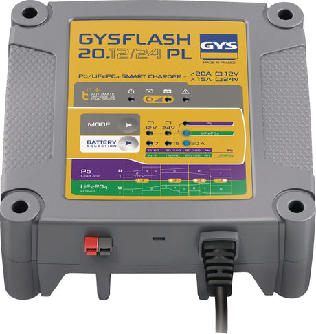 GYS GYSFLASH 20.12/24 PL Batterieladegerät 12/24 V für Blei-Säure- und LiFePO4-Batterien