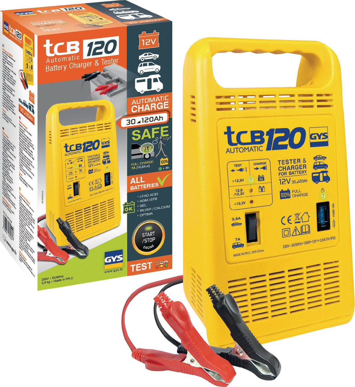 GYS Batterieladegerät TCB 120 12 V 3,5-7 A für AGM, Gel, Start-Stop und Blei-Kalzium