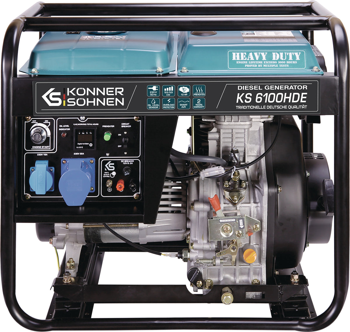 DIMAX Stromerzeuger KS 6100 HDE 5 kW Diesel – AVR, LED-Display, 8,5 h Laufzeit