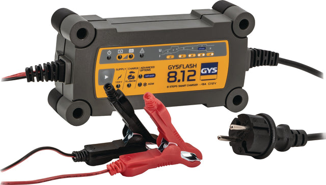 GYS GYSFLASH 8.12 Batterieladegerät 12V 8A IP65 für Pkw, Landmaschinen & Baufahrzeuge