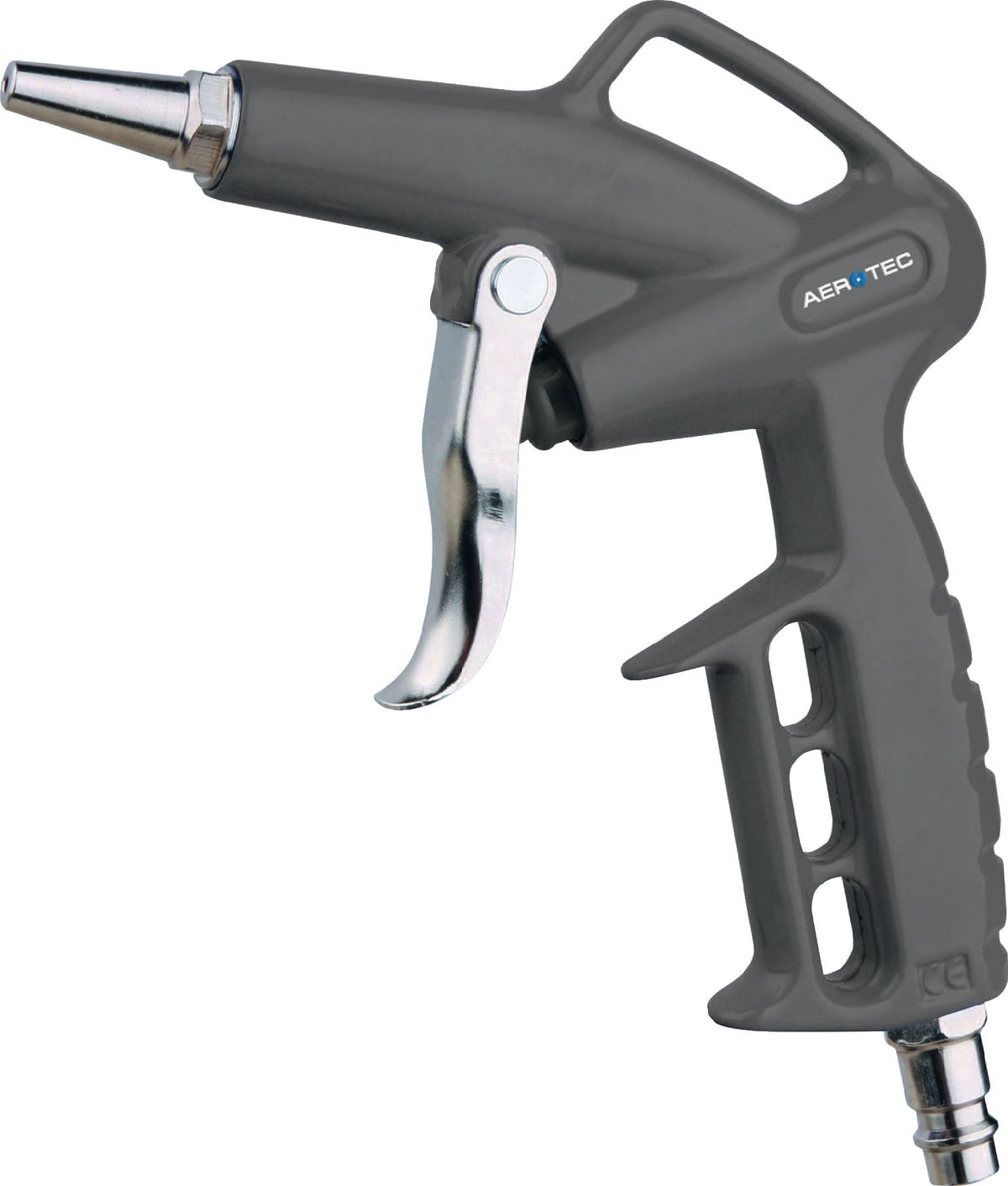 AEROTEC Druckluftausblaspistole mit Kupplungsstecker DN 7,2, 10 bar, 120 l/min – Leichtmetall, feinpoliert