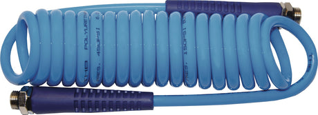 AEROTEC Spiralschlauch PRO 5 mm x 8 mm, 3 m, blau, 1/4" AG – Hochflexibler PU-Druckluftschlauch