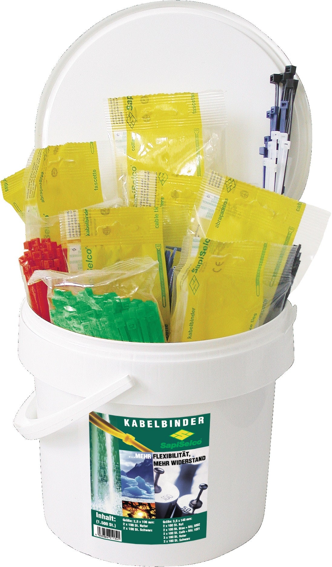 Kabelbinderset 1000-teilig aus Polyamid 6.6 von SAPISELCO – Hohe Flexibilität, selbstlöschend