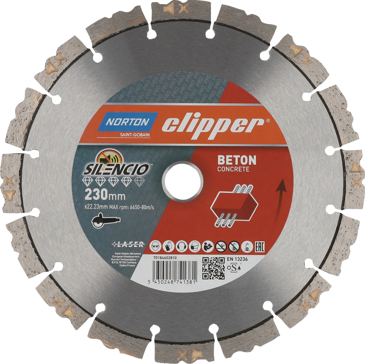 Norton Clipper Pro Beton Silencio Diamanttrennscheibe 230 mm – Leiser Schnitt für Beton