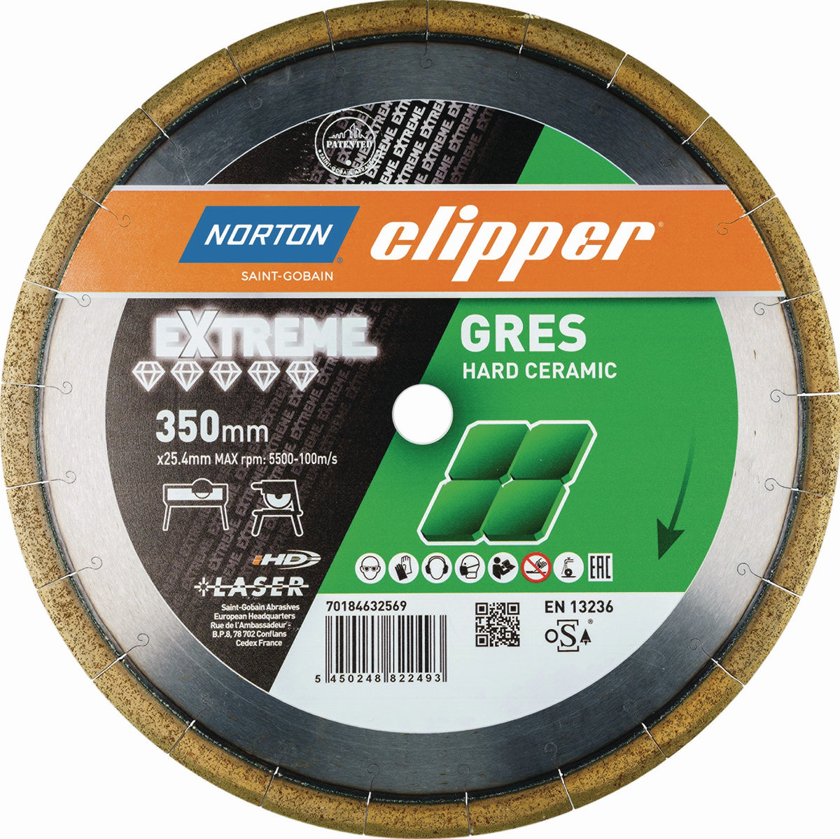 NORTON CLIPPER Diamanttrennscheibe Extreme Gres Ø115 mm für Feinsteinzeug und harte Fliesen
