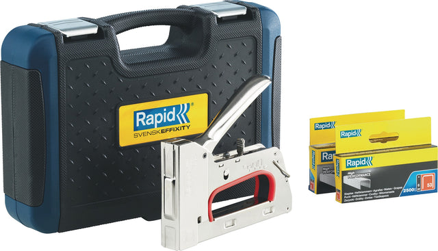 RAPID Handtacker R353 aus Stahl mit 3-Stufen-Schlagkraftregelung und 5.000 Klammern