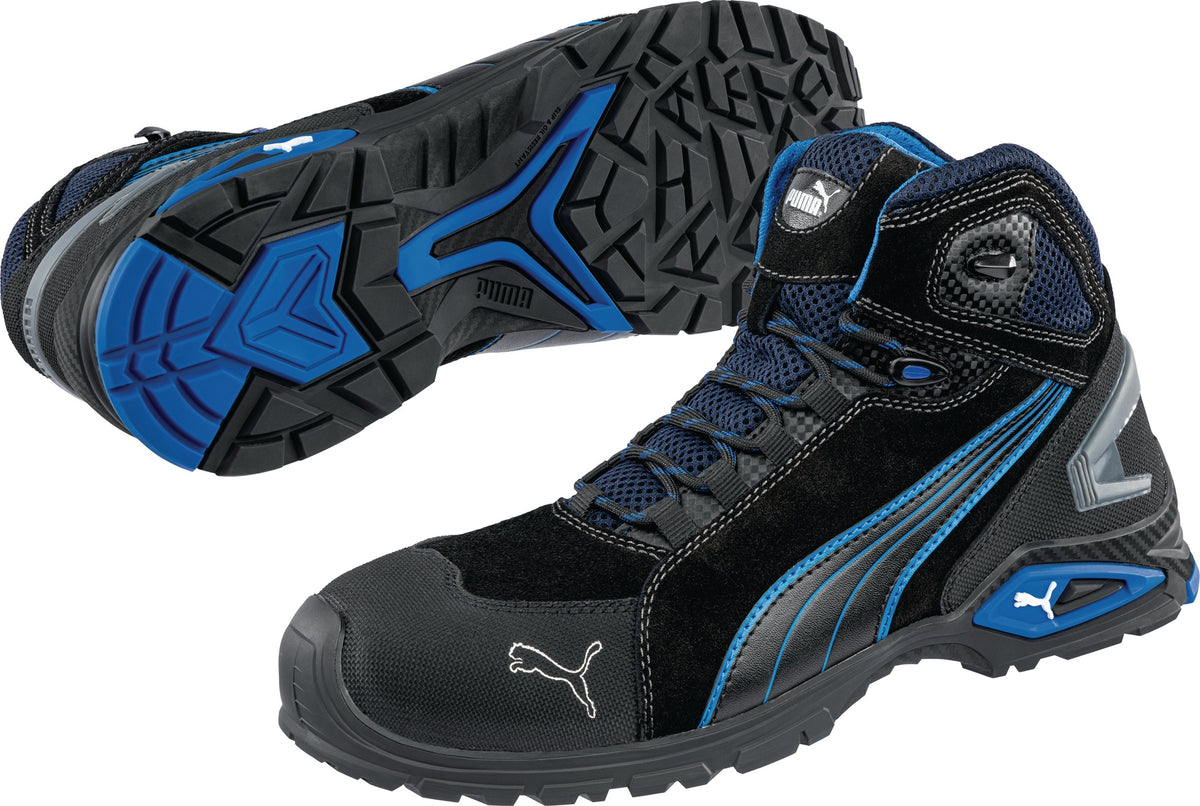 PUMA Sicherheitsstiefel Rio Black Mid S3L FO SR – Veloursleder, Aluminiumkappe, Gr. 39