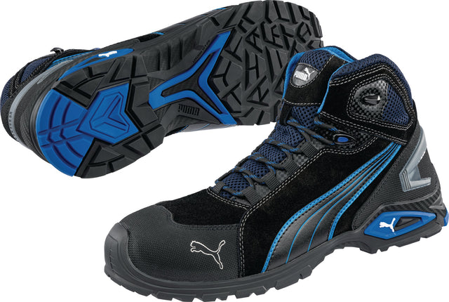 PUMA Sicherheitsstiefel Rio Black Mid S3L FO SR – Veloursleder, Aluminiumkappe, Gr. 39