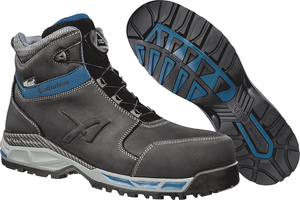 ALBATROS Sicherheitsstiefel TOFANE BLACK QL CTX MID S7S ESD – Gefettetes Vollrindleder, Weite 11