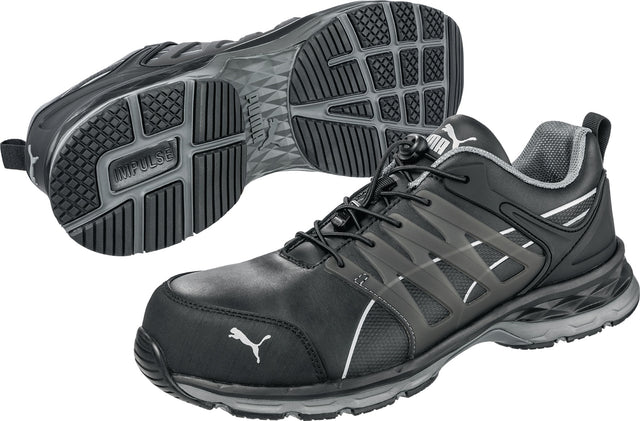 PUMA Sicherheitsschuh Velocity 2.0 Black Low S1PS ESD FO HRO SR – Vollrindleder, Fiberglaskappe, Weite 11
