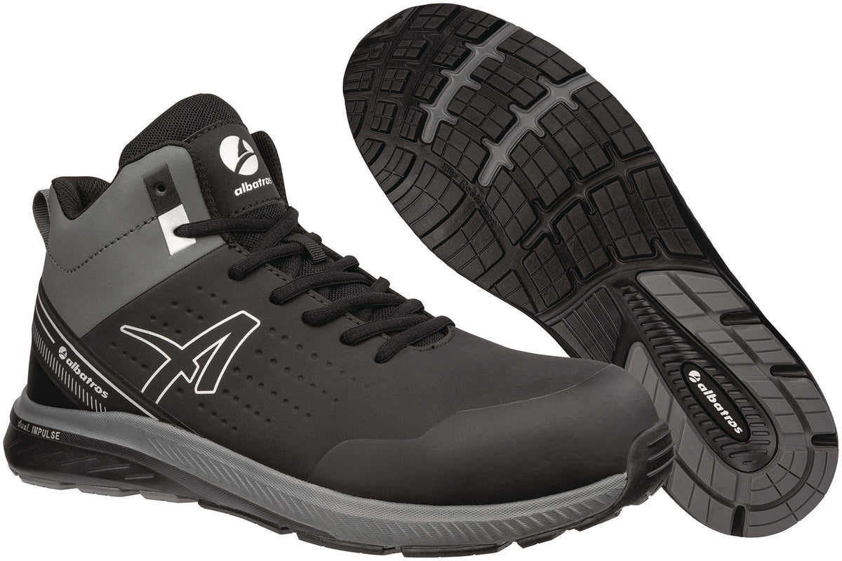 ALBATROS Sicherheitsstiefel Vigor 2 Impulse Black Mid S3S ESD FO HRO SR, Gr. 40, grau