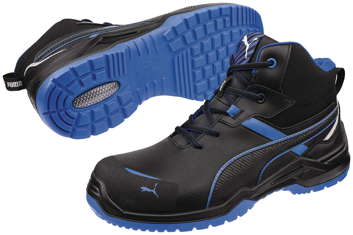 PUMA Sicherheitsstiefel KRYPTON BLUE MID S3S ESD – Fiberglaskappe & FAP Durchtrittschutz, Gr. 35