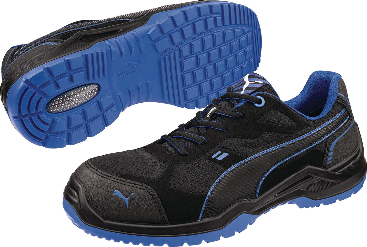 PUMA Sicherheitsschuh FUSE TC BLUE LOW S1PS ESD FO SR – Mikrofaser, Fiberglaskappe, Weite 11