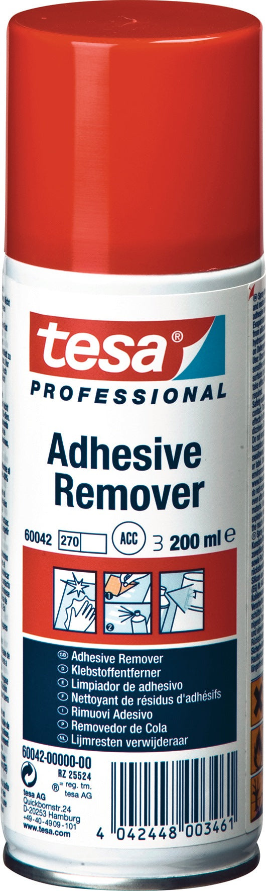 tesa Klebstoffentferner 60042 Spraydose 200 ml – Entfernt Klebstoffreste und Etiketten rückstandsfrei