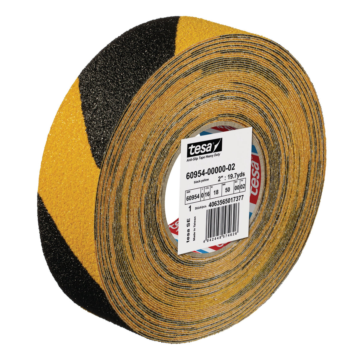 tesa Antirutschklebeband extra stark 60954 – 18 m x 50 mm, schwarz/gelb, R13