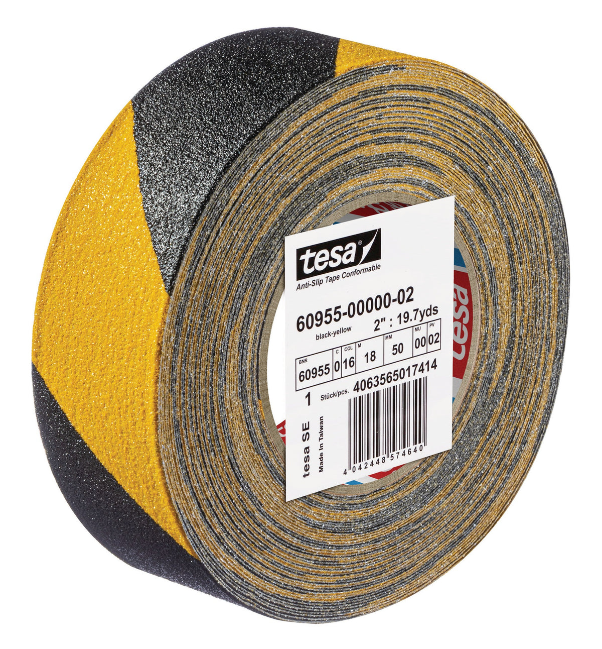 tesa Antirutschklebeband extrem flexibel 60955 – 18 m x 50 mm, schwarz/gelb, R13