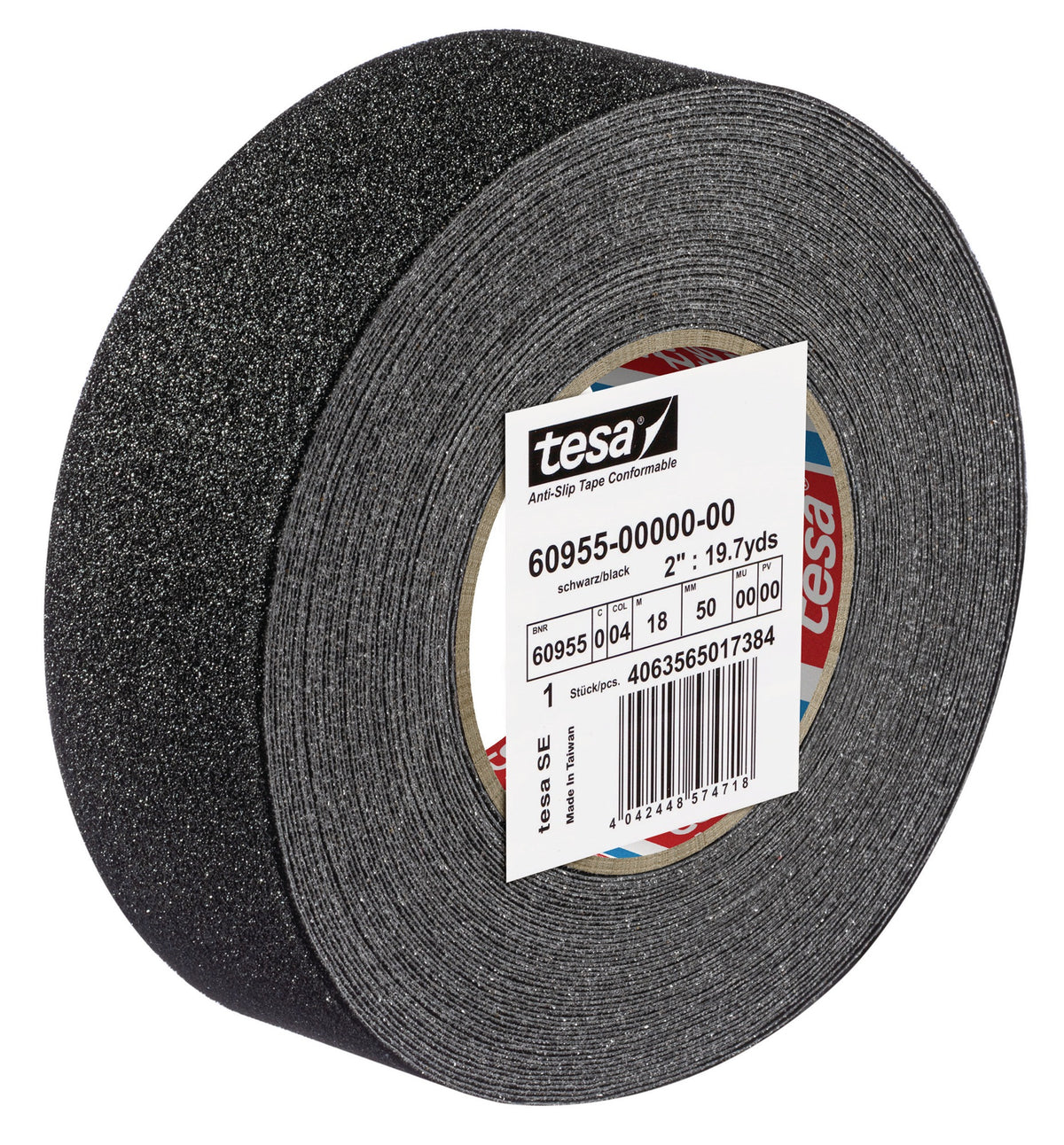 tesa Antirutschklebeband extrem flexibel 60955 – 18 m x 50 mm, schwarz/gelb, R13