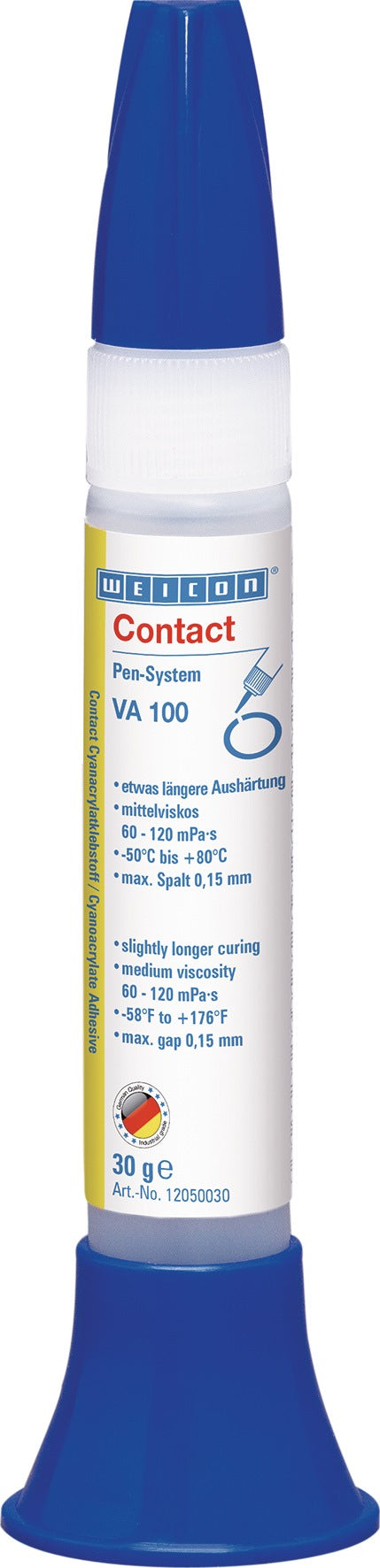 WEICON Cyanacrylatklebstoff Contact VA 100 30g farblos Pen-System – Sekundenkleber für Metall, Kunststoff & Gummi