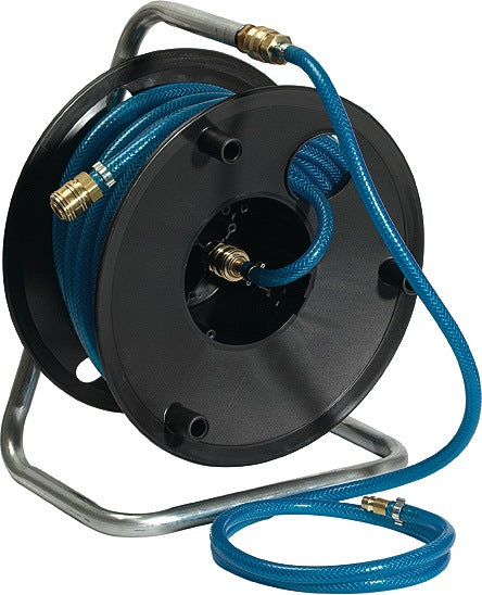 RIEGLER Druckluftschlauchtrommel 20 m, ID 6 mm, AD 12 mm, 15 bar – PVC-Gewebeschlauch
