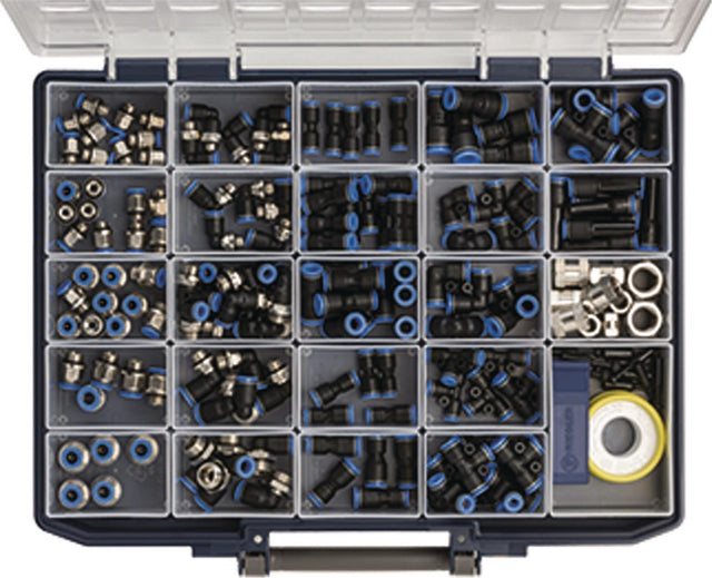 RIEGLER Sortimentsbox Blaue Serie 171-teilig – Schnellsteckverbinder-Set mit 31 Sorten