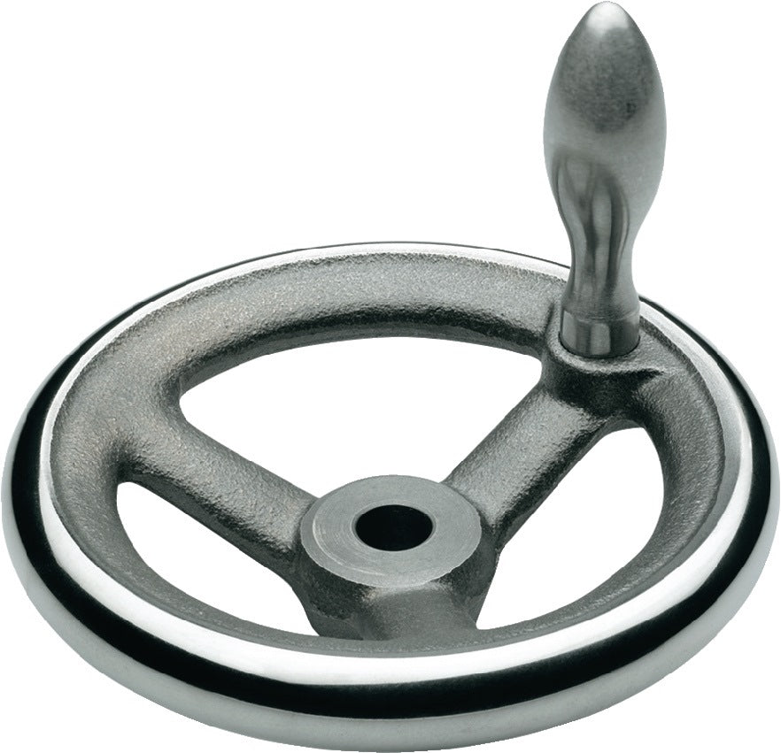 GANTER Handrad GN 950 b 15mm d1 100mm – Gusseisen mit Stahl-Ballengriffen, 3 Speichen