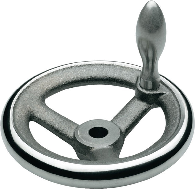 GANTER Handrad GN 950 b 15mm d1 100mm – Gusseisen mit Stahl-Ballengriffen, 3 Speichen