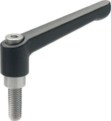 Verstellbarer Klemmhebel GN 300.1 M16 von GANTER – Edelstahl Gewindeeinsatz, Zink-Druckguss Griff