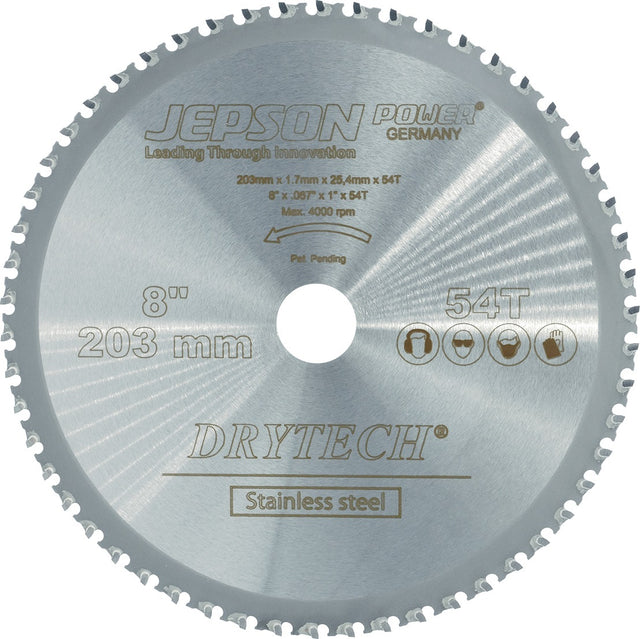 JEPSON Drytech® HM 203/54Z Metallkreissägeblatt 203 mm für Edelstahl