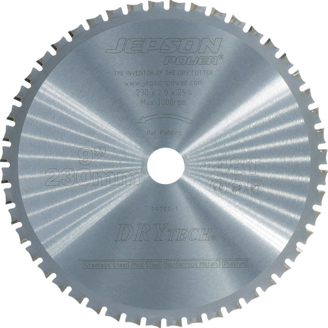 JEPSON Metallkreissägeblatt 230 mm 48Z für Stahl & Edelstahl – Dry Cutting