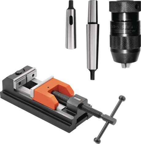FLOTT Bohrpaket 3 "felix" 2.0 für TB 18 Plus und SB 23 Plus – Maschinenschraubstock & Bohrfutter