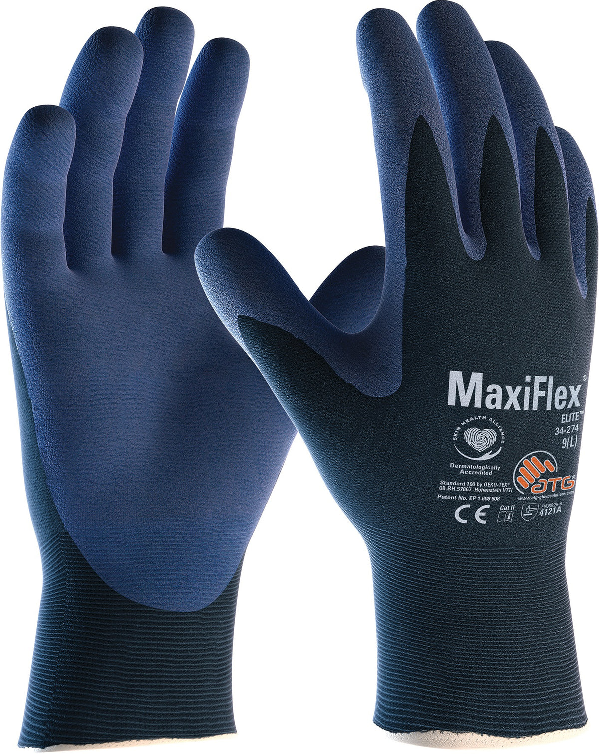MaxiFlex® Elite™ 34-274 Nitrilhandschuhe Gr.7 blau/blau – Nylon mit Nitril-Mikroschaum, touchscreenfähig