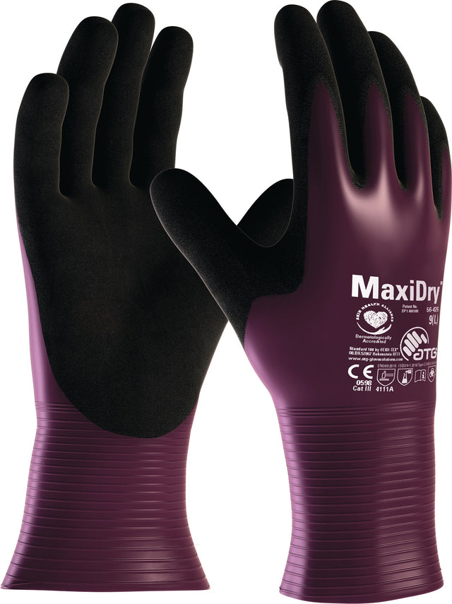 ATG MaxiDry® 56-426 Chemiehandschuh Gr.7 lila/schwarz EN 388 PSA III – 12 Paar