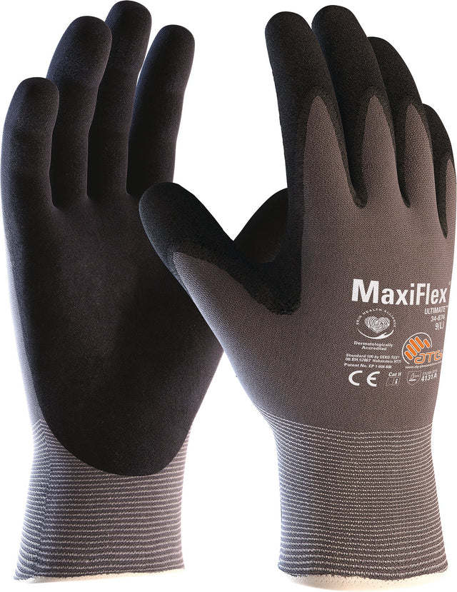 MaxiFlex® Ultimate™ 34-874 Nitrilhandschuhe Gr.7 grau/schwarz – 12 Paar
