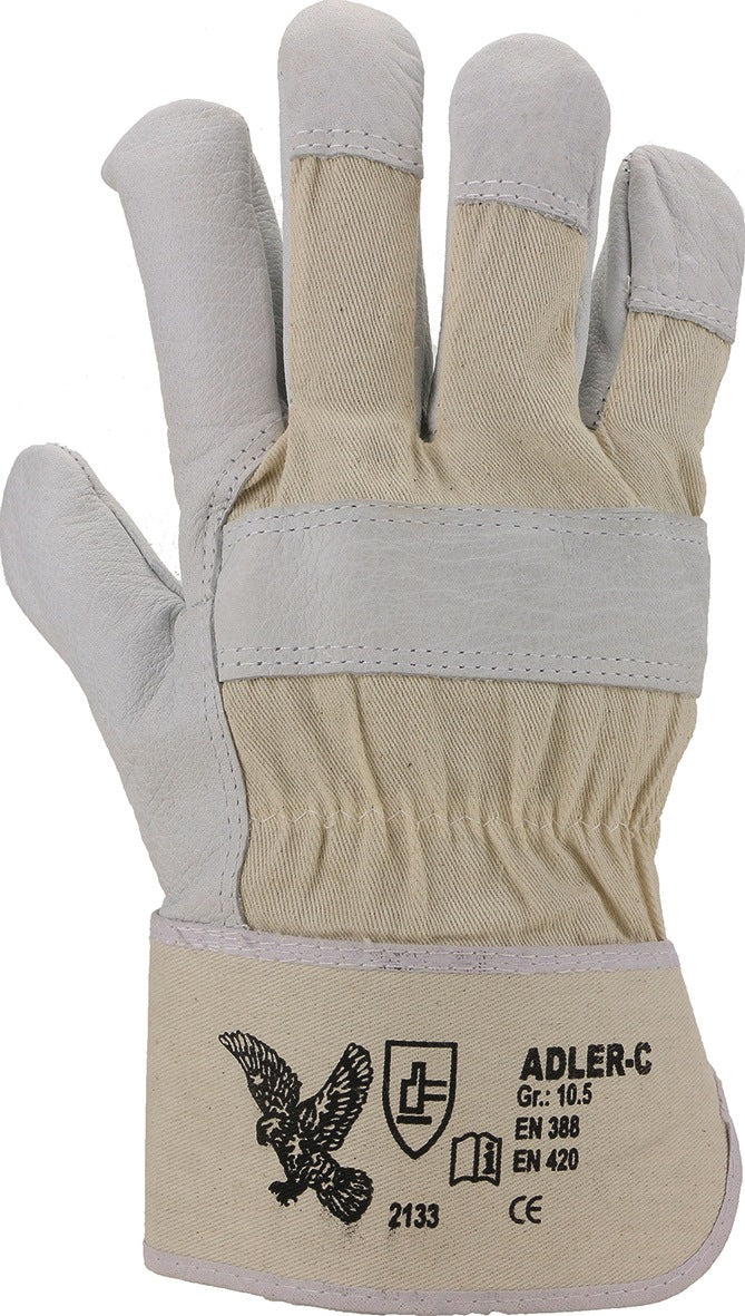 ASATEX Handschuhe Adler-C Gr.10,5 naturfarben Leder – EN 388, gefüttert