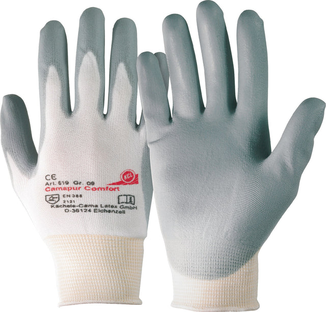 HONEYWELL Handschuhe Camapur Comfort 619+ Gr.6 weiß/grau Polyamid mit PUR EN 388 Kat. II