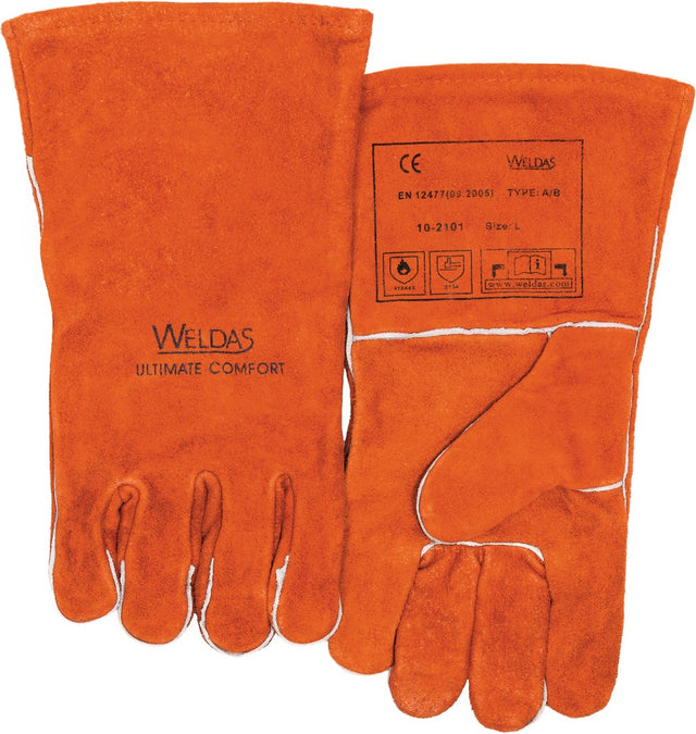 WELDAS Schweißerhandschuhe Gr. L (9) Rindspaltleder EN 388, EN 12477 – 5 Paar