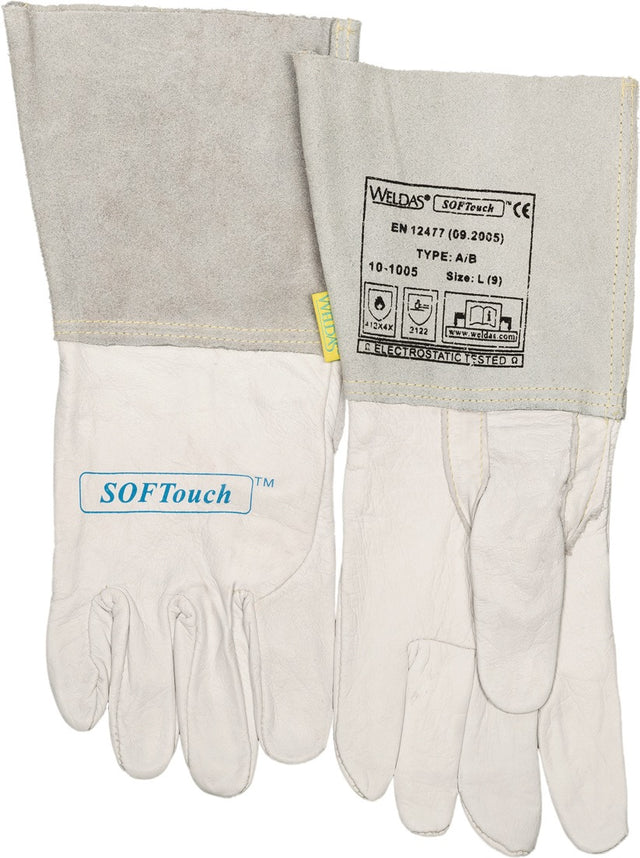 WELDAS Schweißerhandschuhe Gr. L (9) Kalbsnarbenleder Softtouch 5 Paar